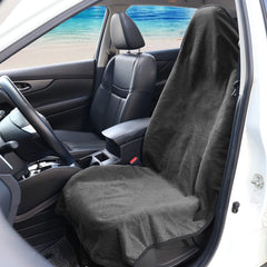 Leader Accessories Grey Waterproof Towel Seat Cover rear view protects upholstery during workouts.