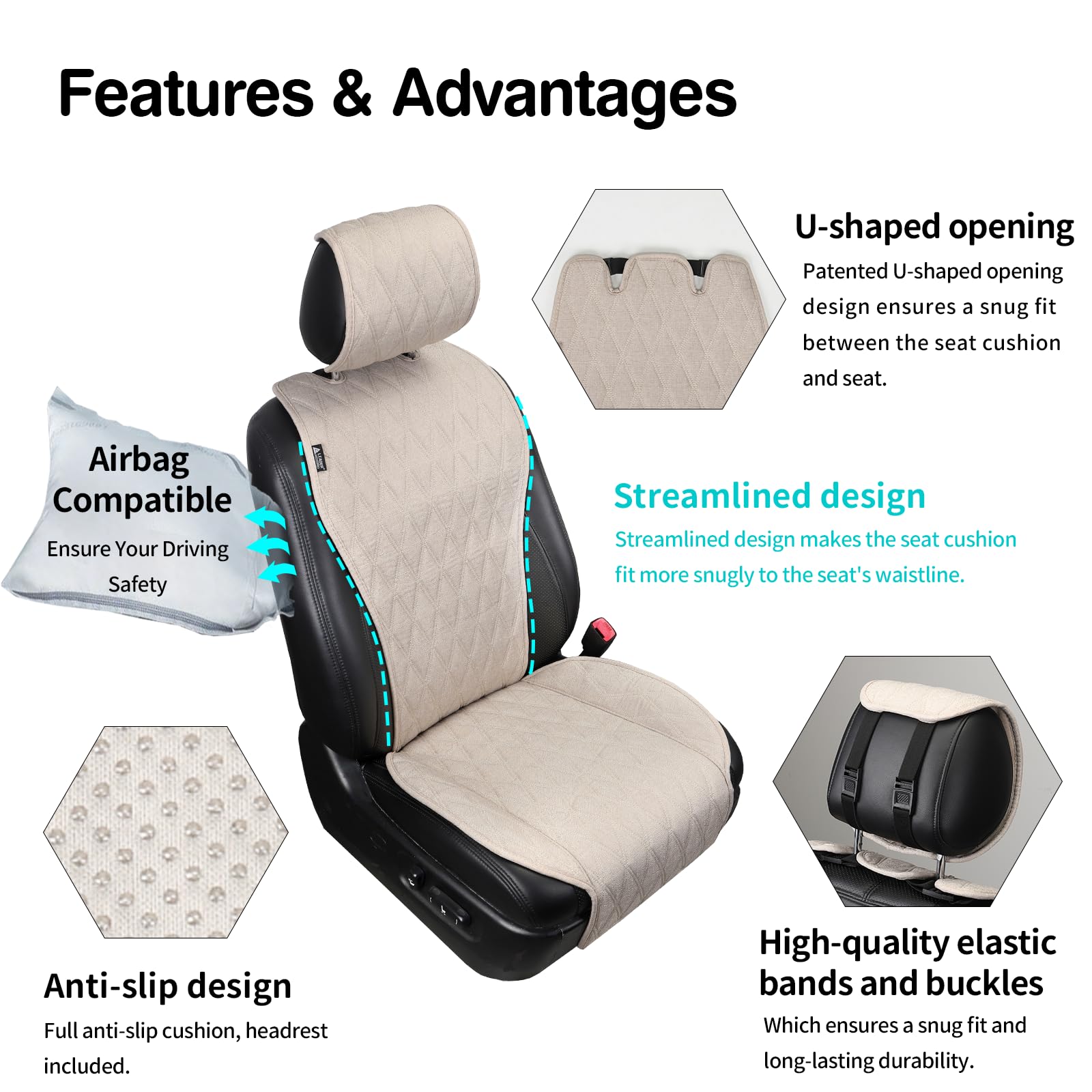 Leader Accessories universal-fit seat cover works with most vehicles and seating configurations.