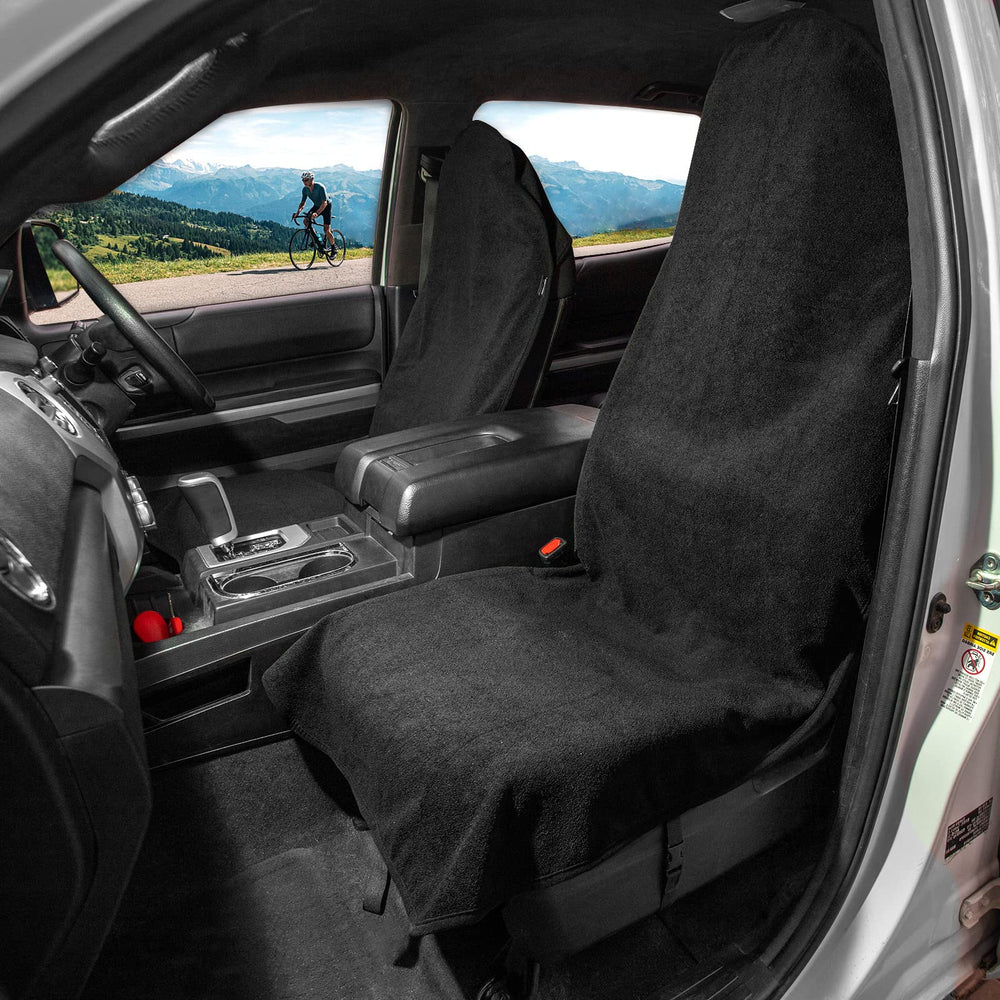 Leader Accessories waterproof towel seat cover for front seats guards against spills.