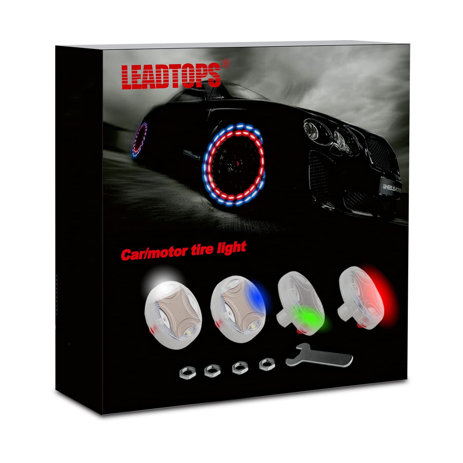 LEADTOPS car tire light glows during motion for better night visibility.