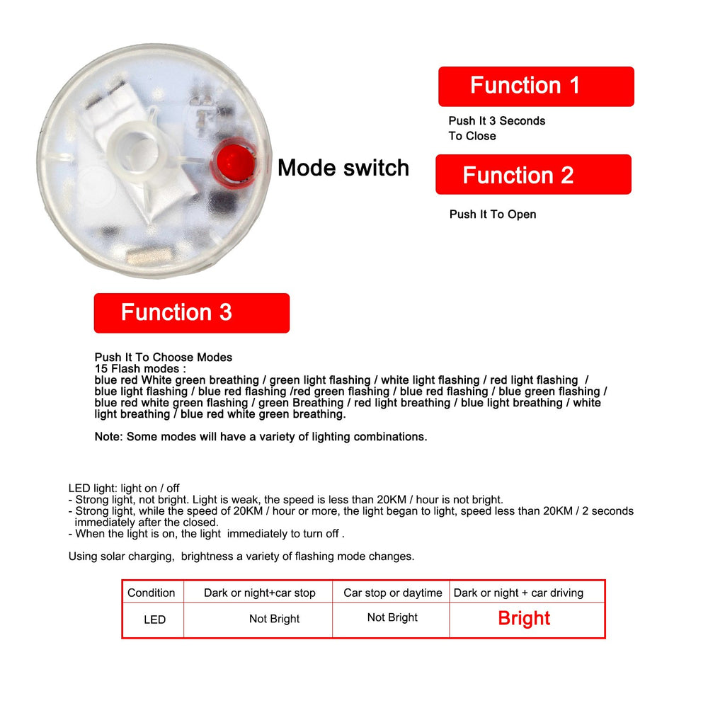 LEADTOPS valve cap light activates with movement for improved visibility.
