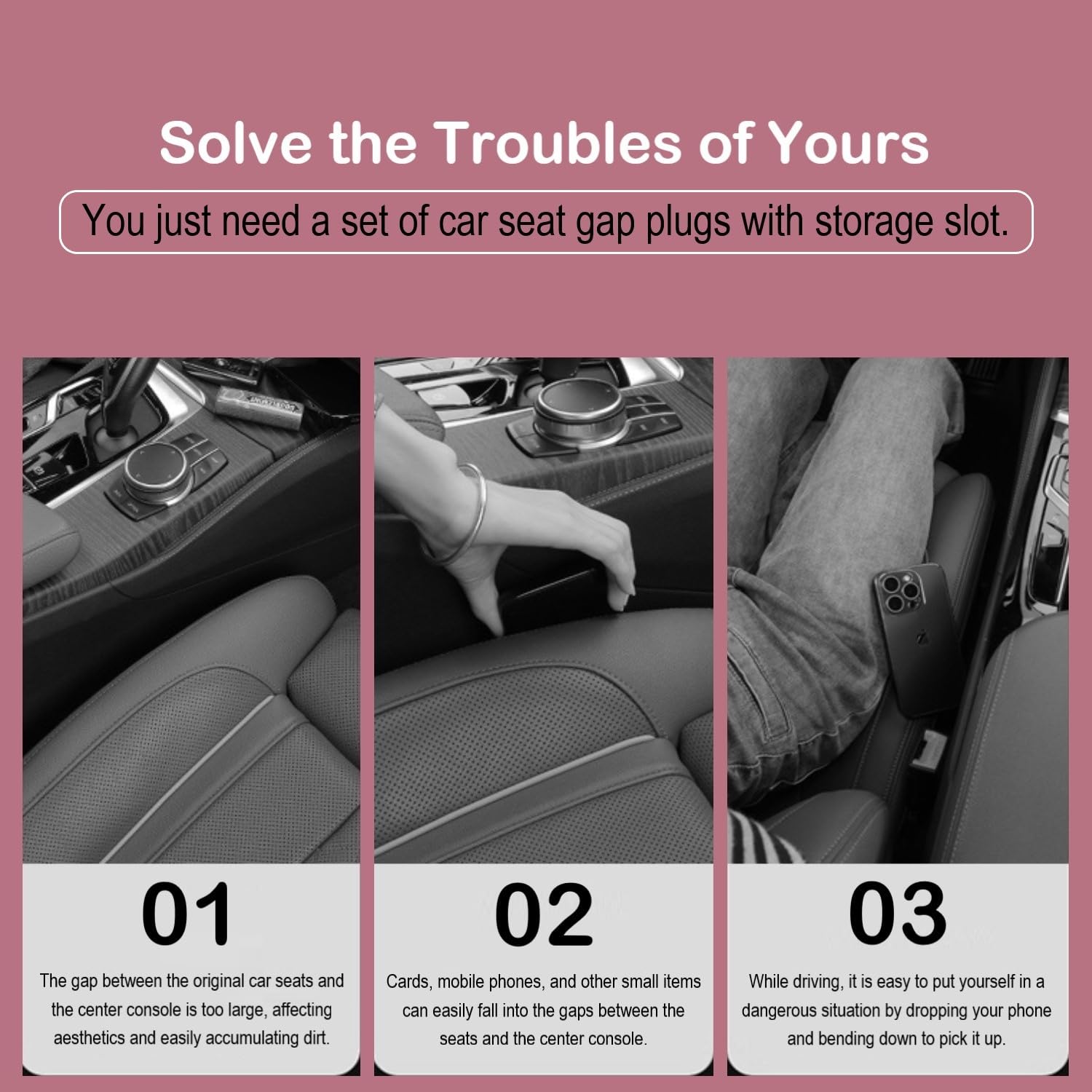 LeaHun Gap Filler-no-slip-edge ensures a secure fit against seat belt catch.