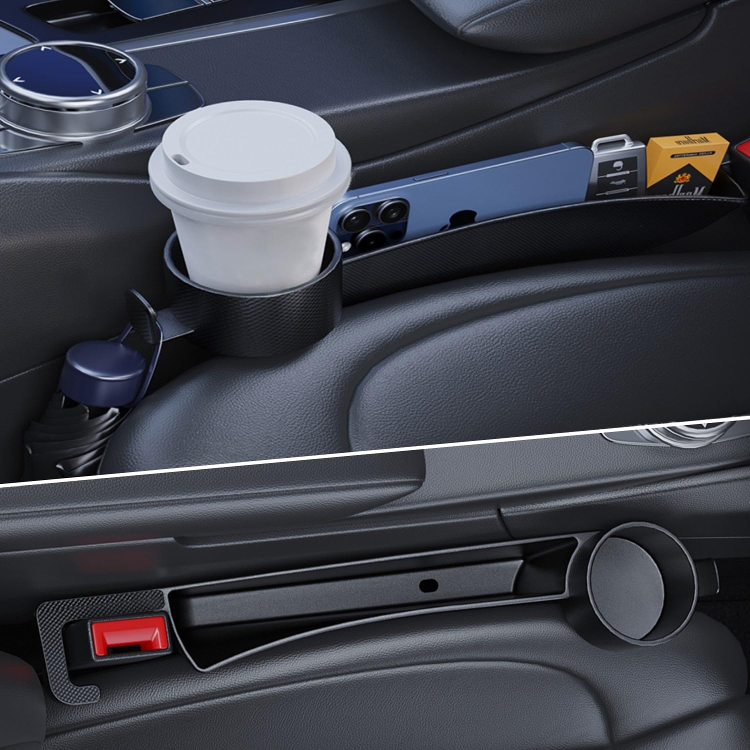 LeaHun gap plug with storage slot keeps small items within reach.