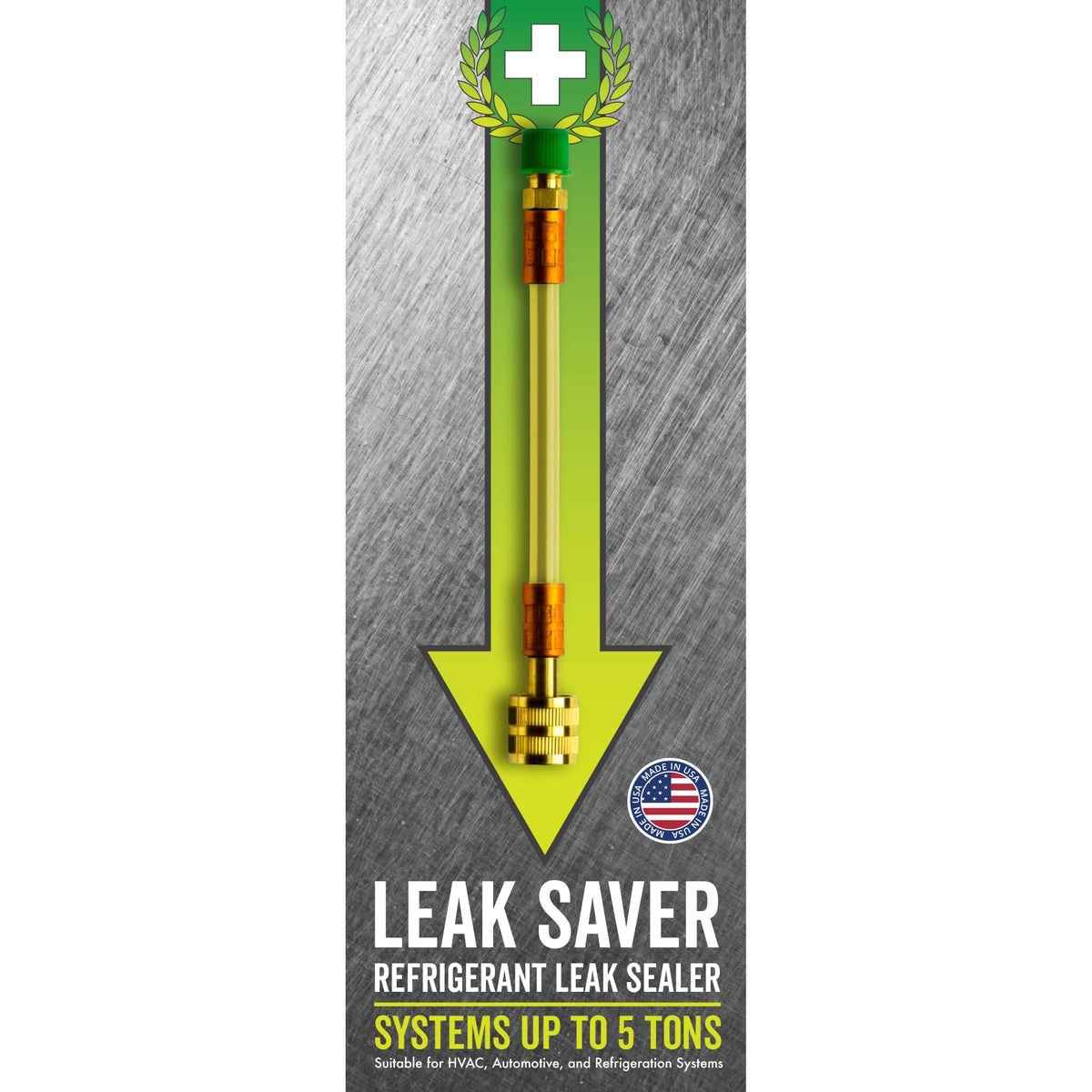 Leak Saver Direct Inject AC Leak Sealer bottle pour demonstrates easy application for quick leaks.