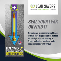 Leak Saver Direct Inject UV dye kit highlights bright UV signaling to locate larger leaks.
