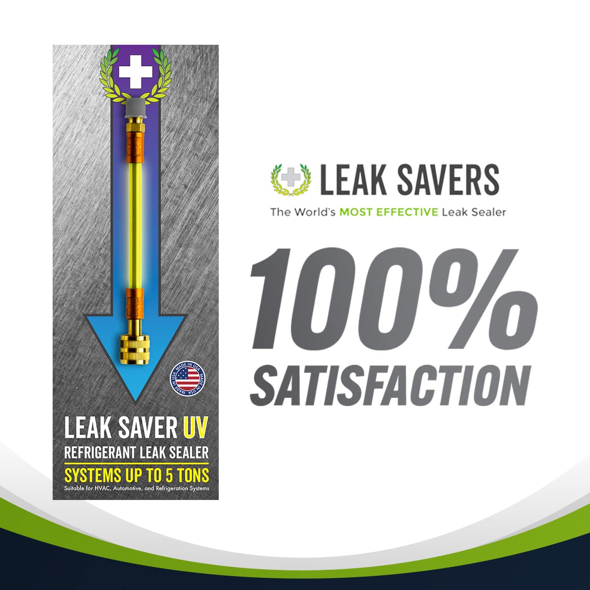 Leak Saver Direct Inject UV packaging shows 3-pack packaging for multiple service jobs.