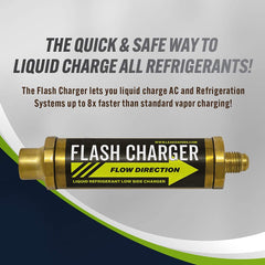 Leak Saver Flash Charger shows built-in check valve for vacuum pump use.