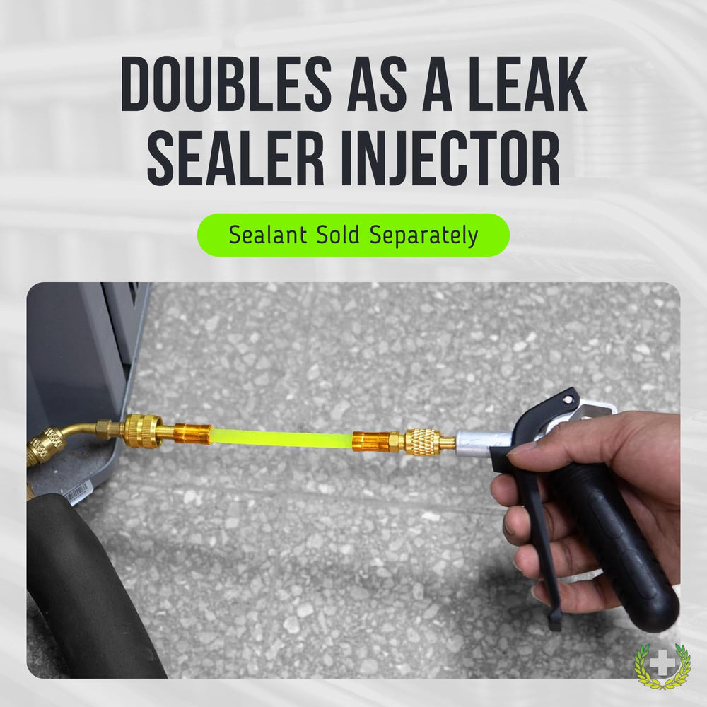 Leak Saver Injection Gun shown for direct inject leak sealants