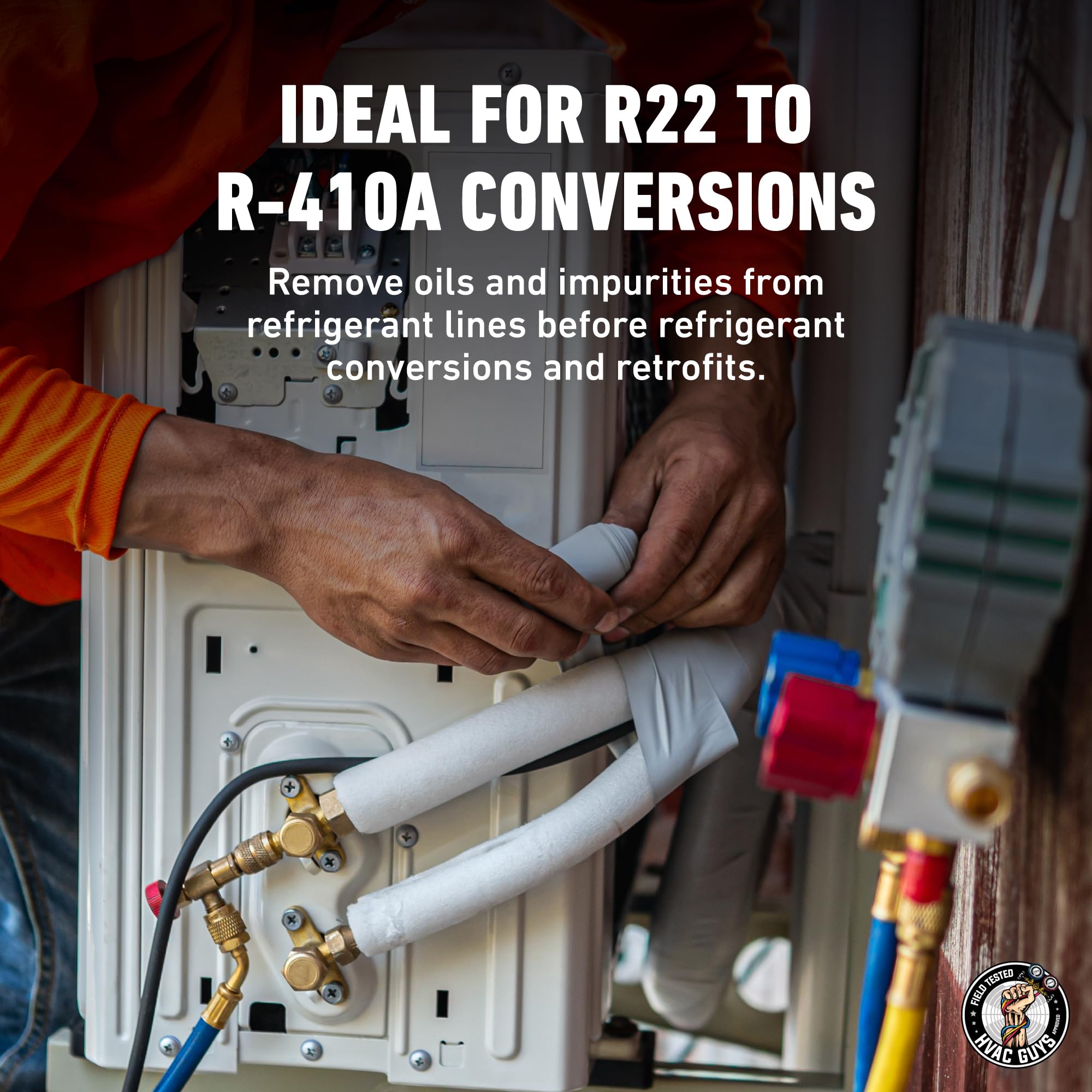 Leak Saver flush helps with R22 to 410A conversions by removing impurities from line sets