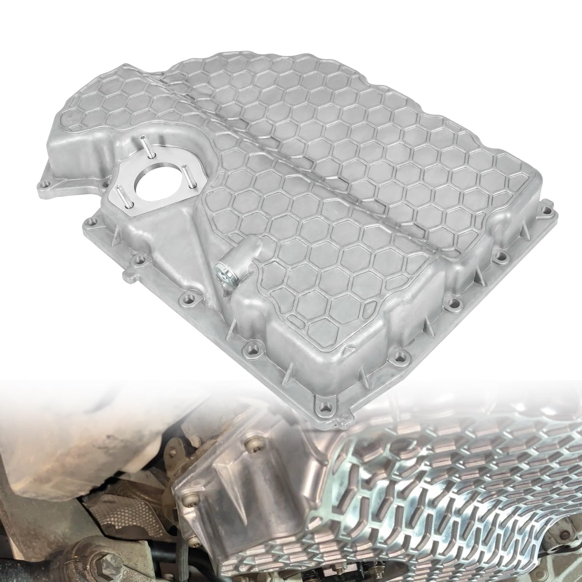 LEAPTREND 06K103600R aluminum lower oil pan close-up showing durable construction