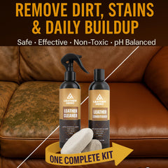 Leather Hero conditioner bottle application restores softness and subtle shine