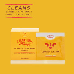 Leather Honey textured cleaning wipe focused on tough stains on leather and vinyl.