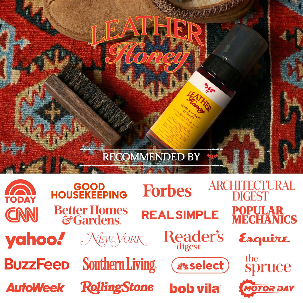 Leather Honey Suede Cleaner for multi-surface use on vinyl, canvas, and more.