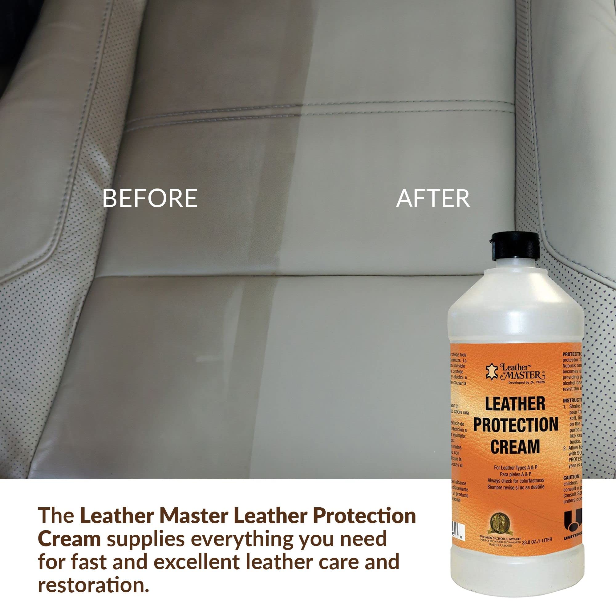 Leather Master formula is safe for most leather types A–P, with Nubuck and Suede not recommended.
