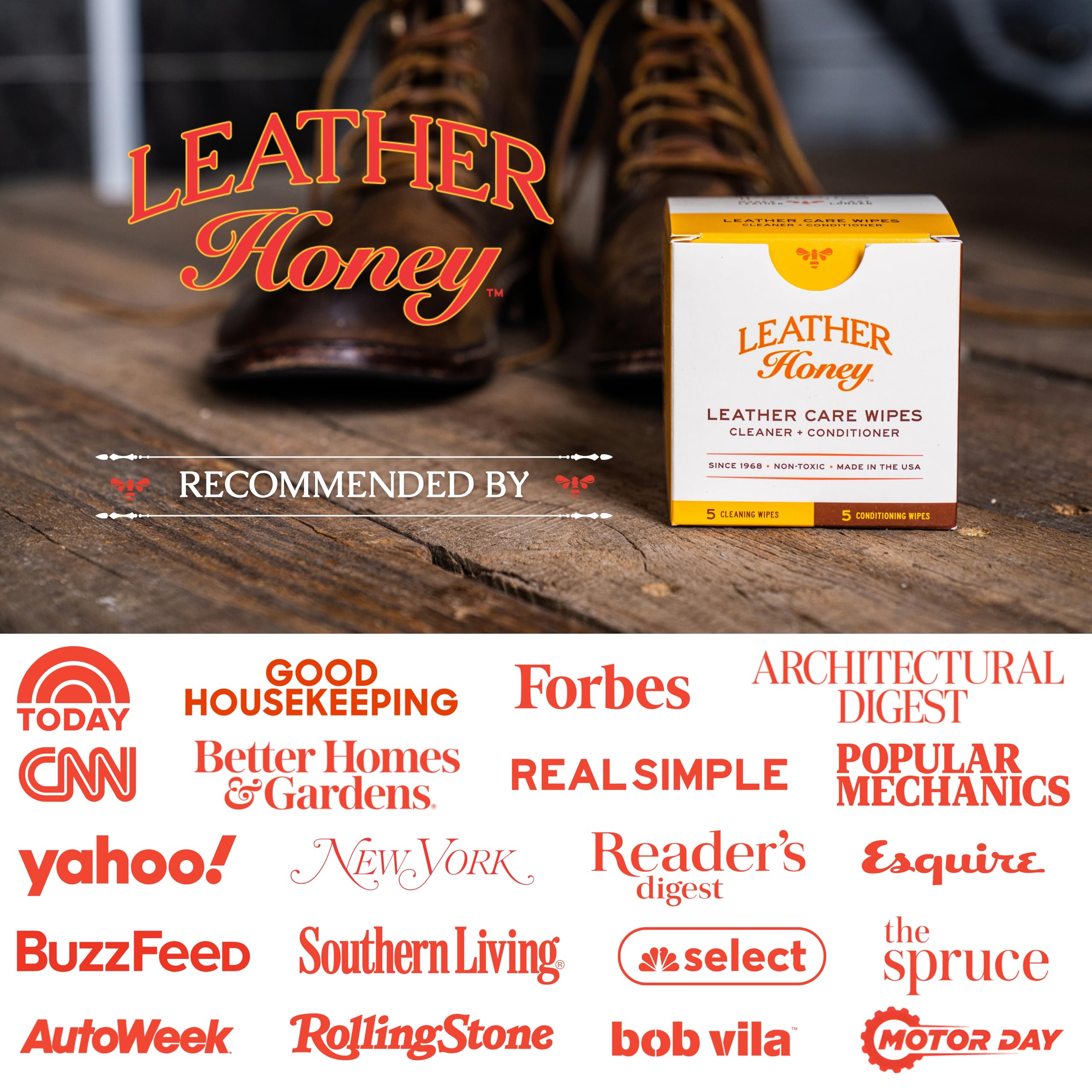 Leather Honey American-made heritage stamp on packaging