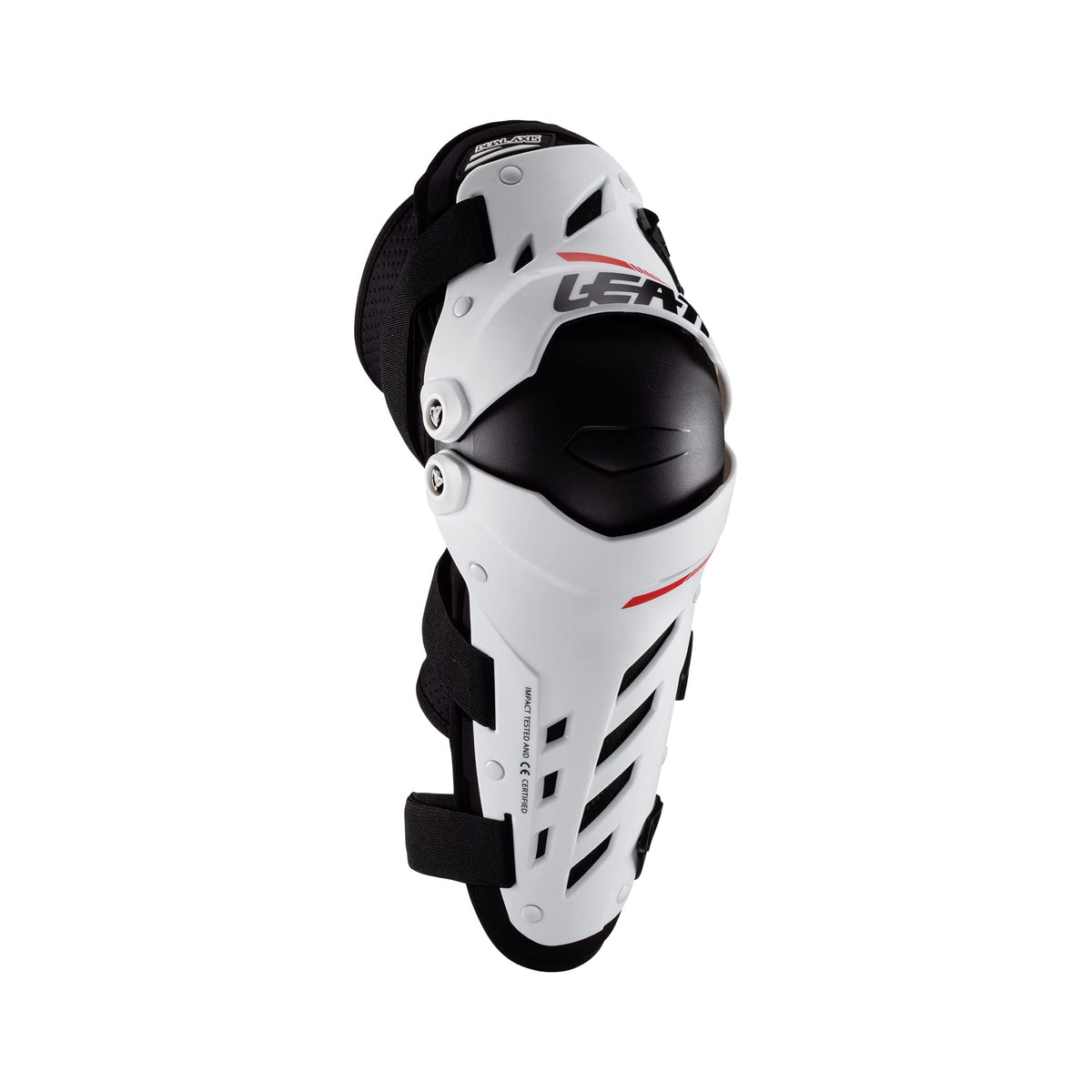 Leatt 2022 Dual Axis Knee Guards front view with secure straps for riding.