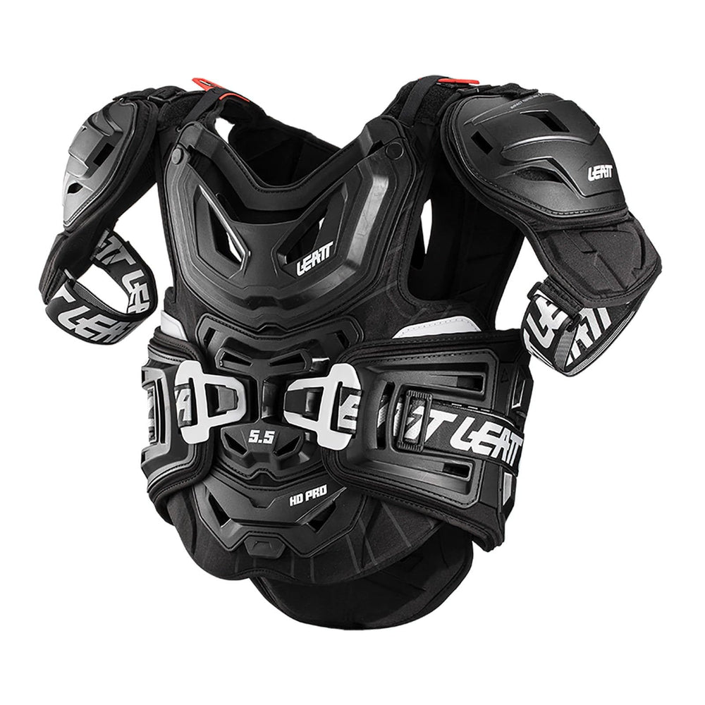 Leatt Brace 5.5 Pro HD side plates enabling flank protection during twists.