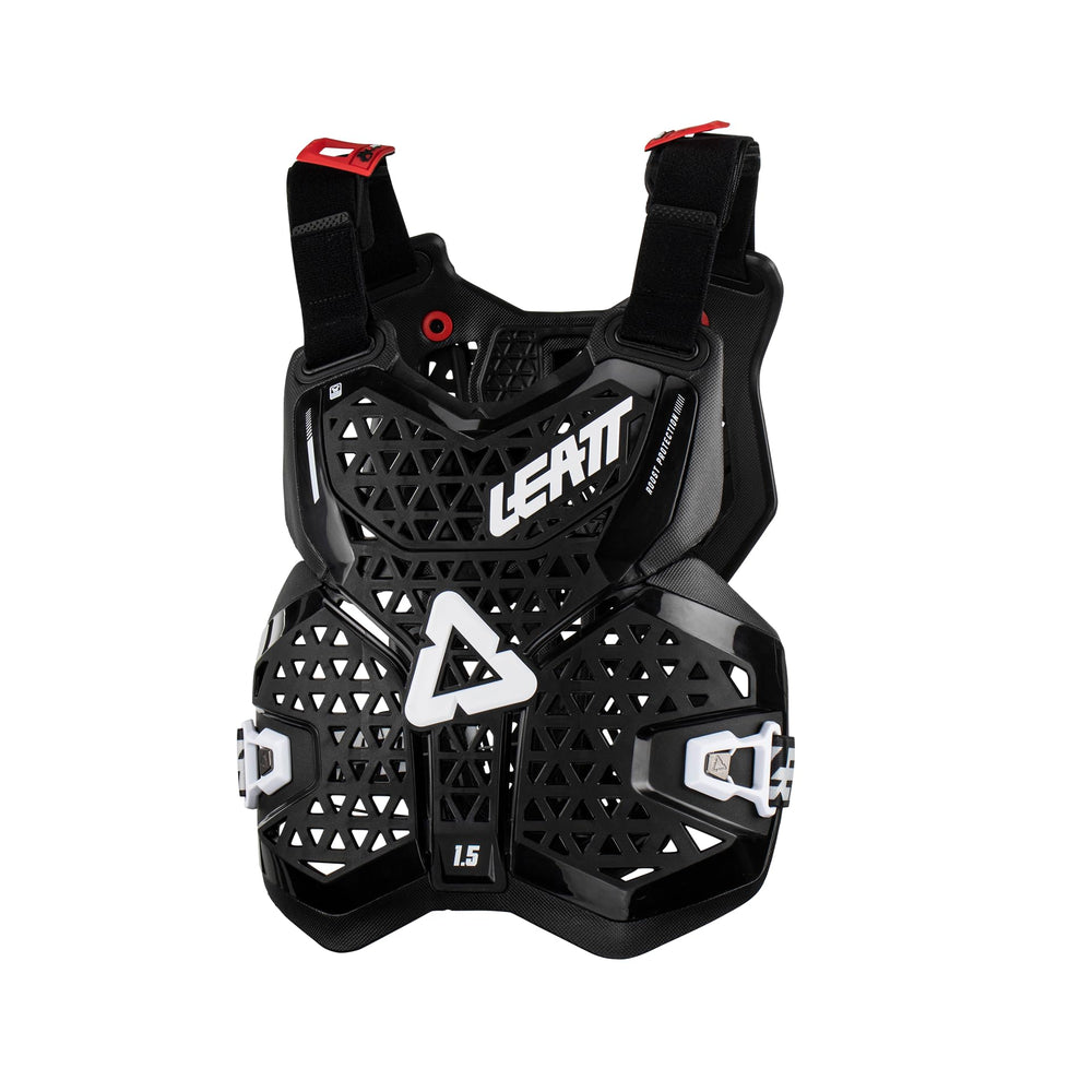 Leatt Chest Protector 1.5 front view shows secure fit under jersey