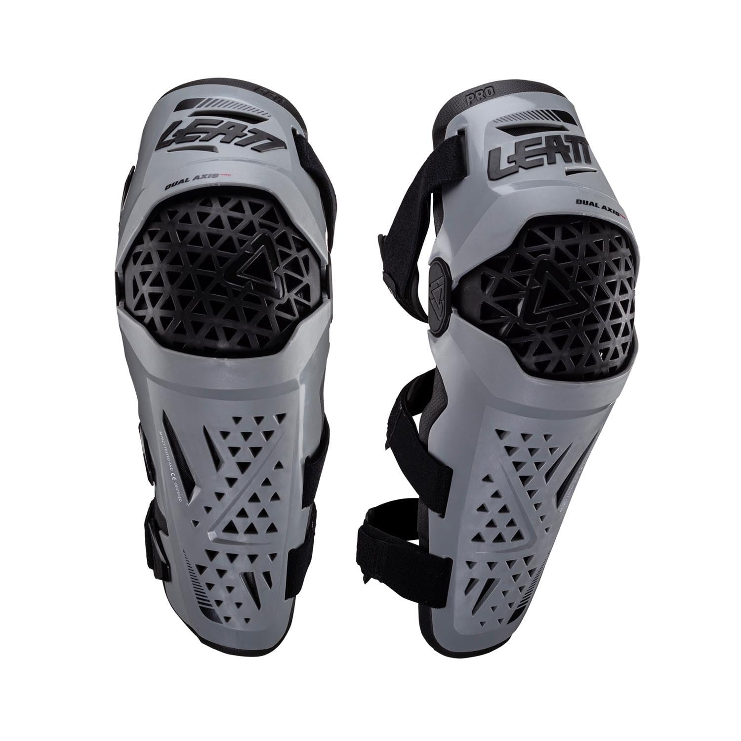 Leatt Dual Axis Knee Guards white, back view, secure fit for all-day MTB sessions.