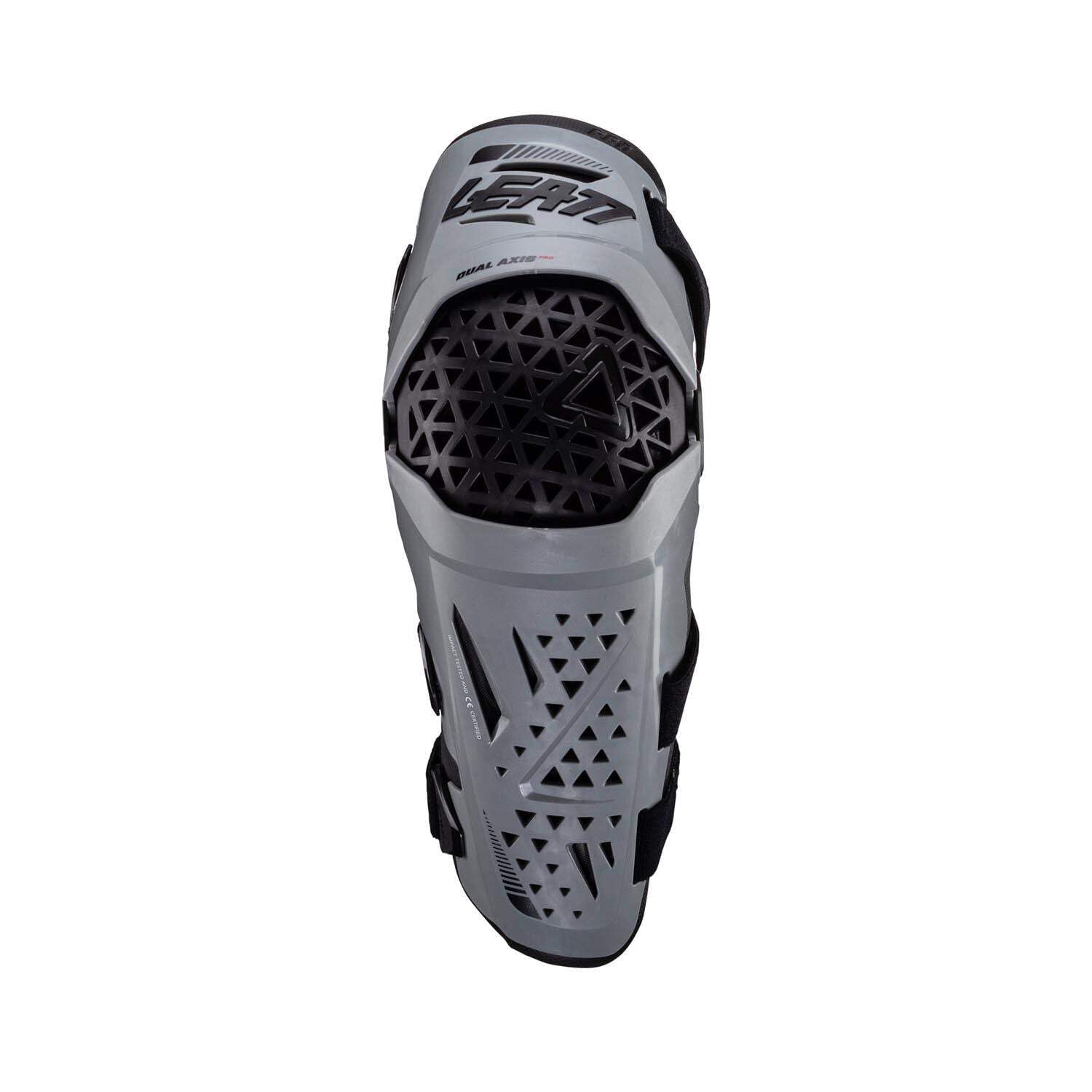 Leatt Dual Axis knee guards white, knee close-up, dual-axis protection for confident rides.