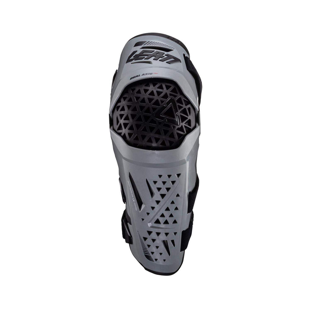 Leatt Dual Axis knee guards white, knee close-up, dual-axis protection for confident rides.