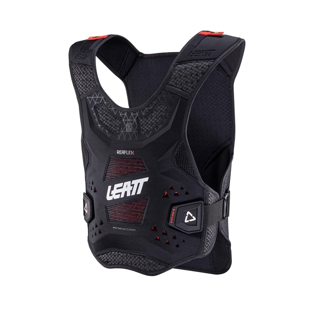 Leatt ReaFlex chest protector front view provides streamlined protection for riders on trails