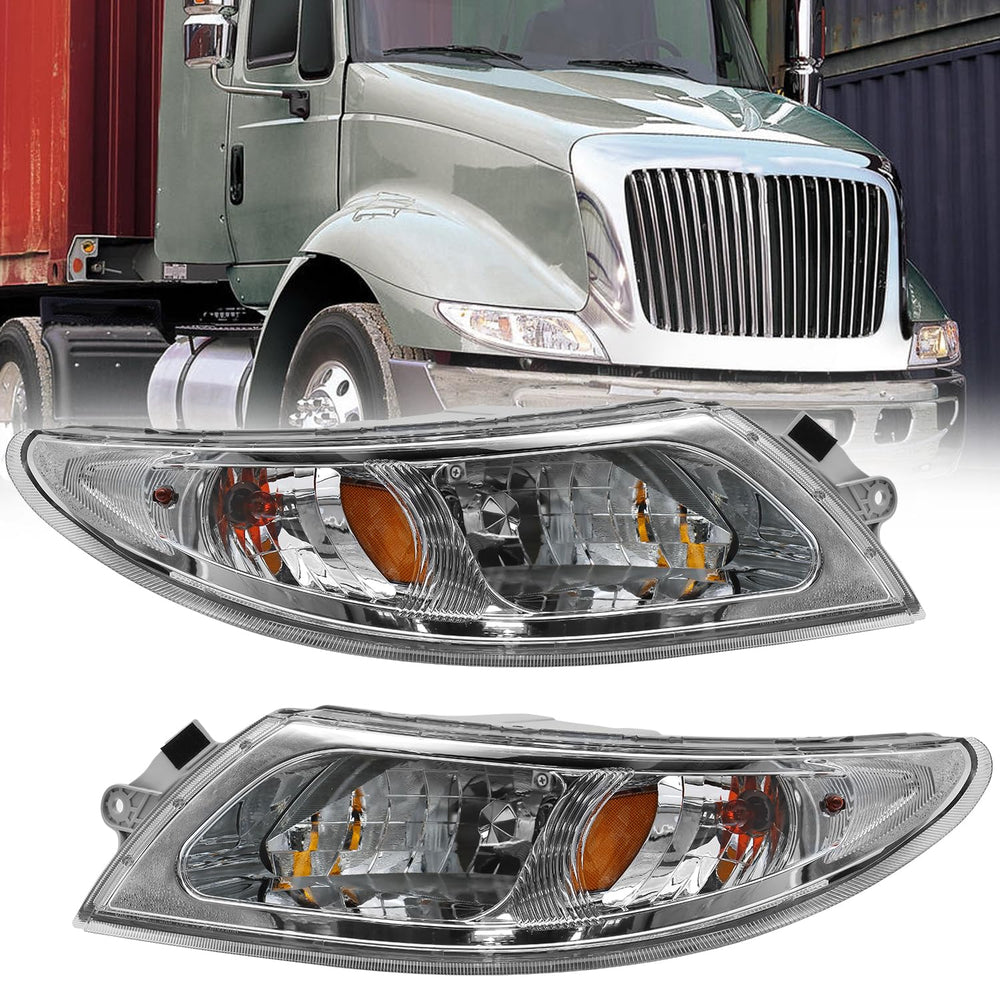 LEAVAN headlights front view for International trucks; enhanced nighttime visibility.