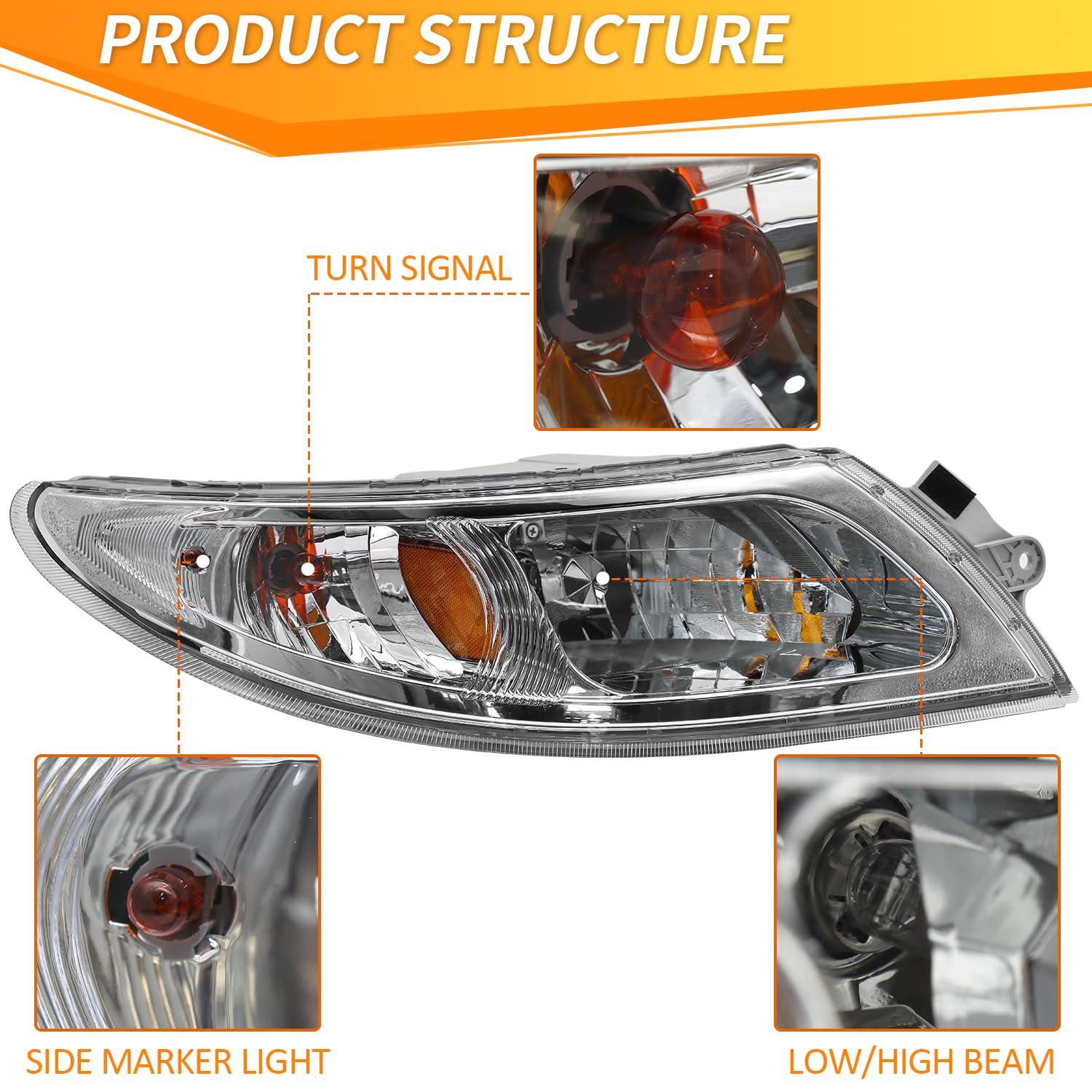 LEAVAN left headlight close-up showing weather-resistant craftsmanship.