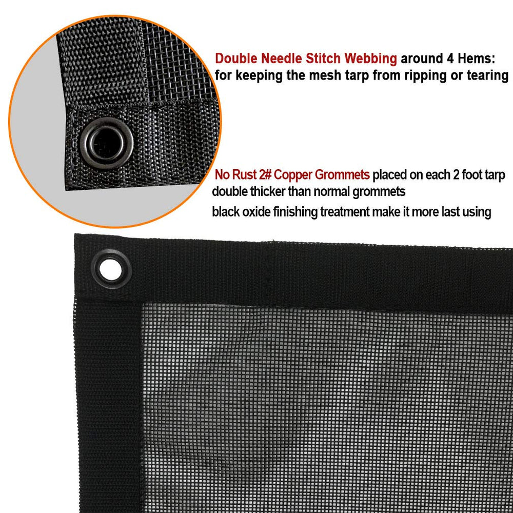 Leaveshade double-needle stitch webbing reinforces hems against tearing.