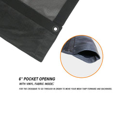 Leaveshade heavy-duty vinyl-coated mesh resists wear for longer tarp life.