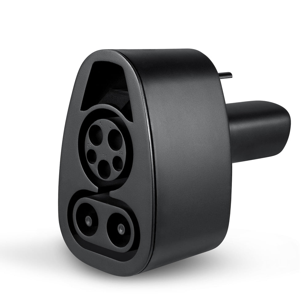 Lectron CCS1 to NACS adapter front view showing compact design for Tesla charging