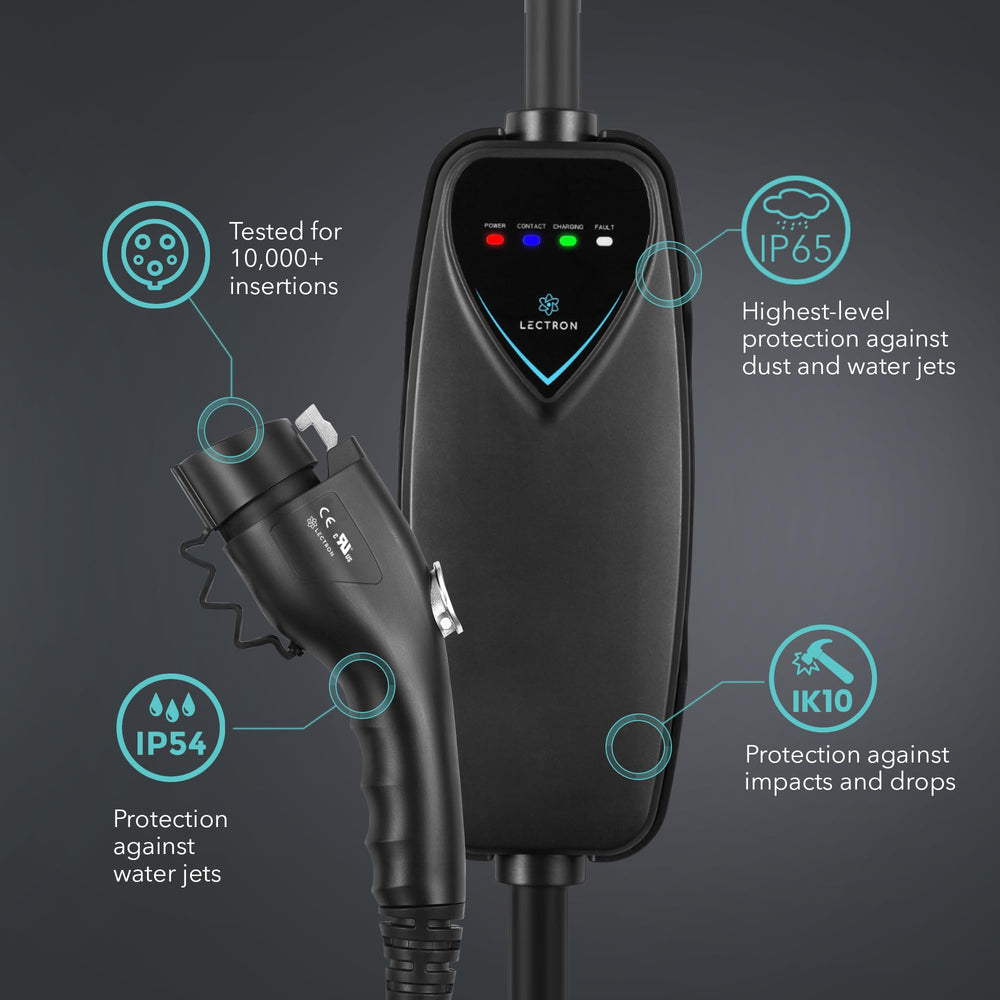 Lectron EV charger with ETL certification for safety and reliability.