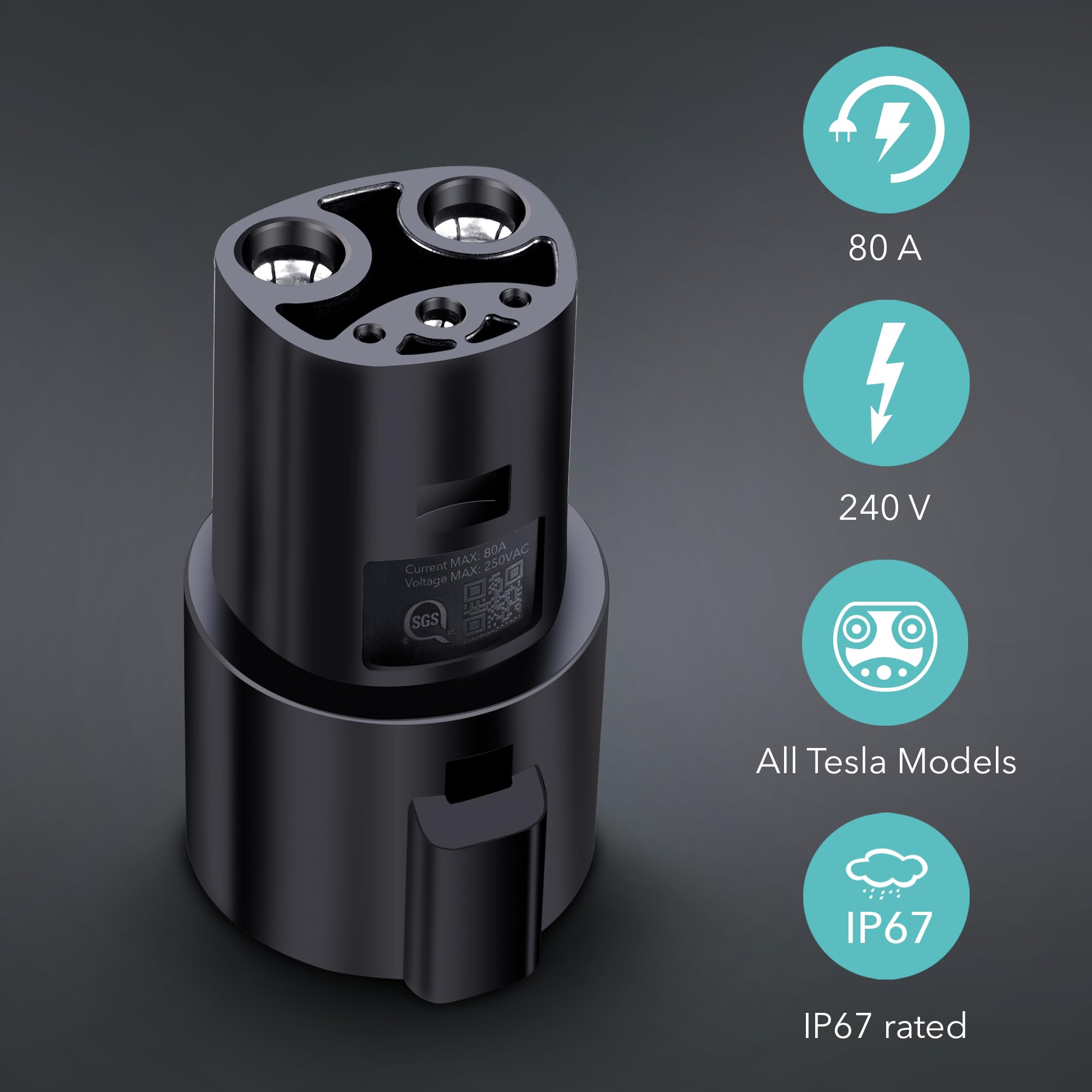 Lectron J1772 to Tesla adapter side connection for quick plug-in