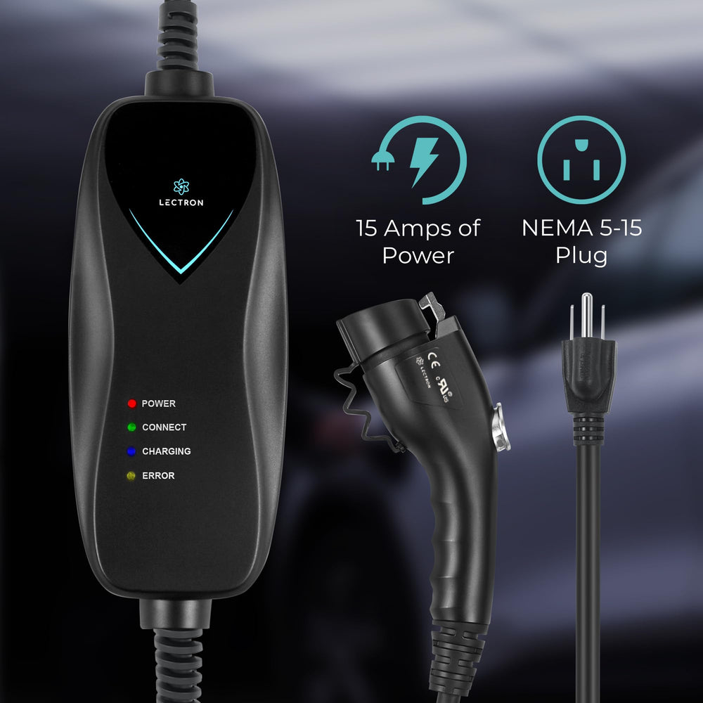 Lectron Level 1 J1772 charger suitable for home, work, and road use scenarios.