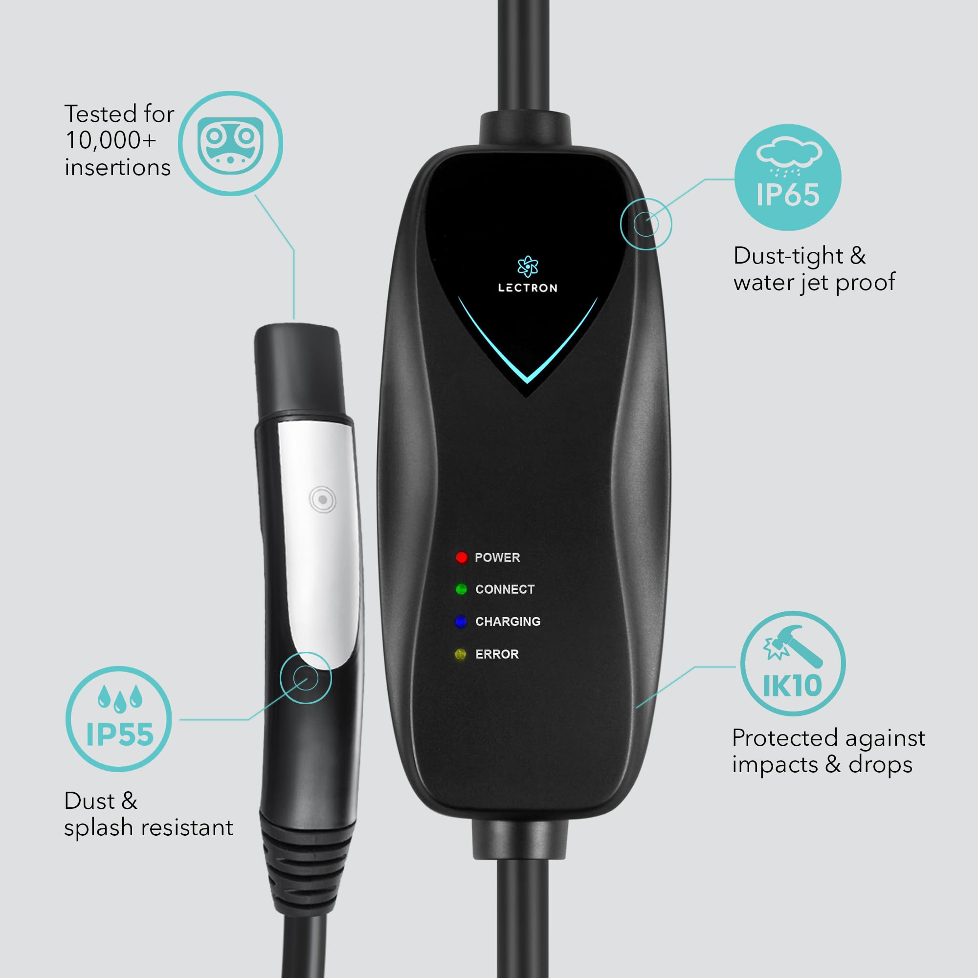 Lectron Level 1 charger indicating easy setup and plug-in operation.