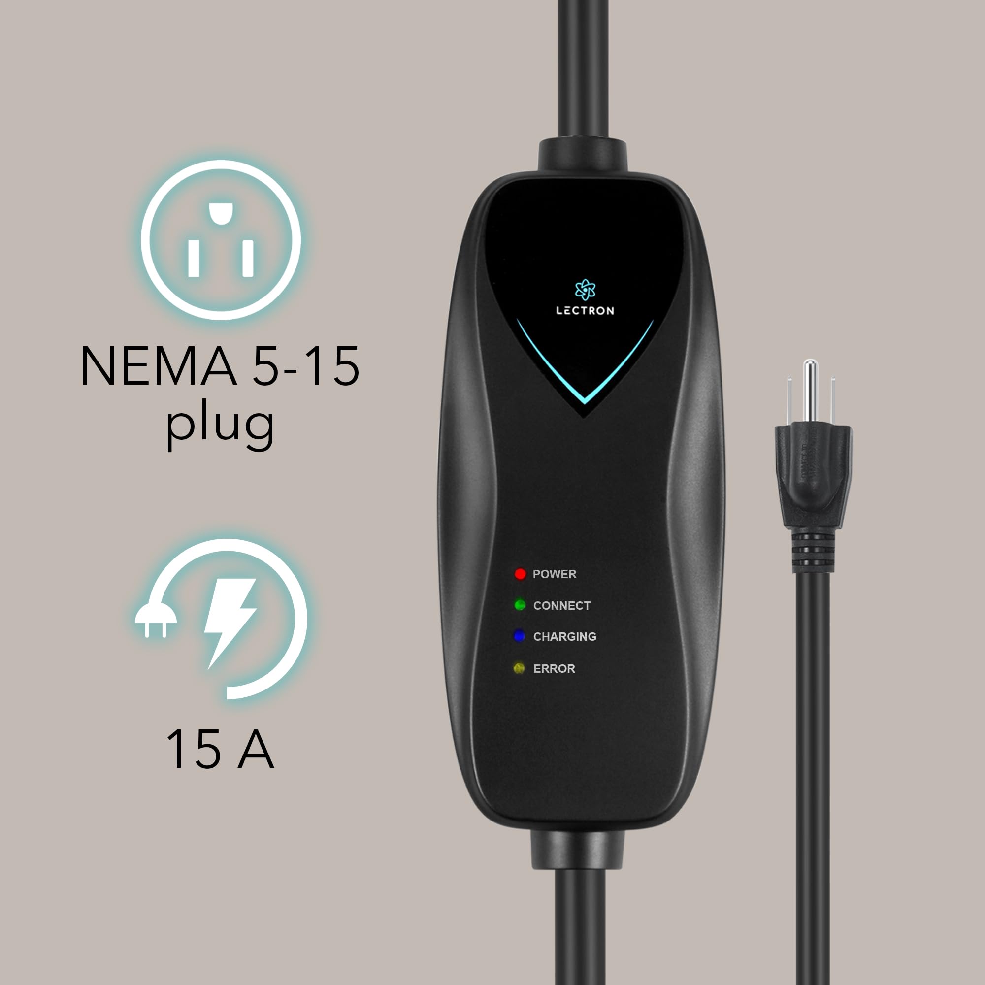 Lectron Level 1 Tesla Charger portable design for travel and home use.