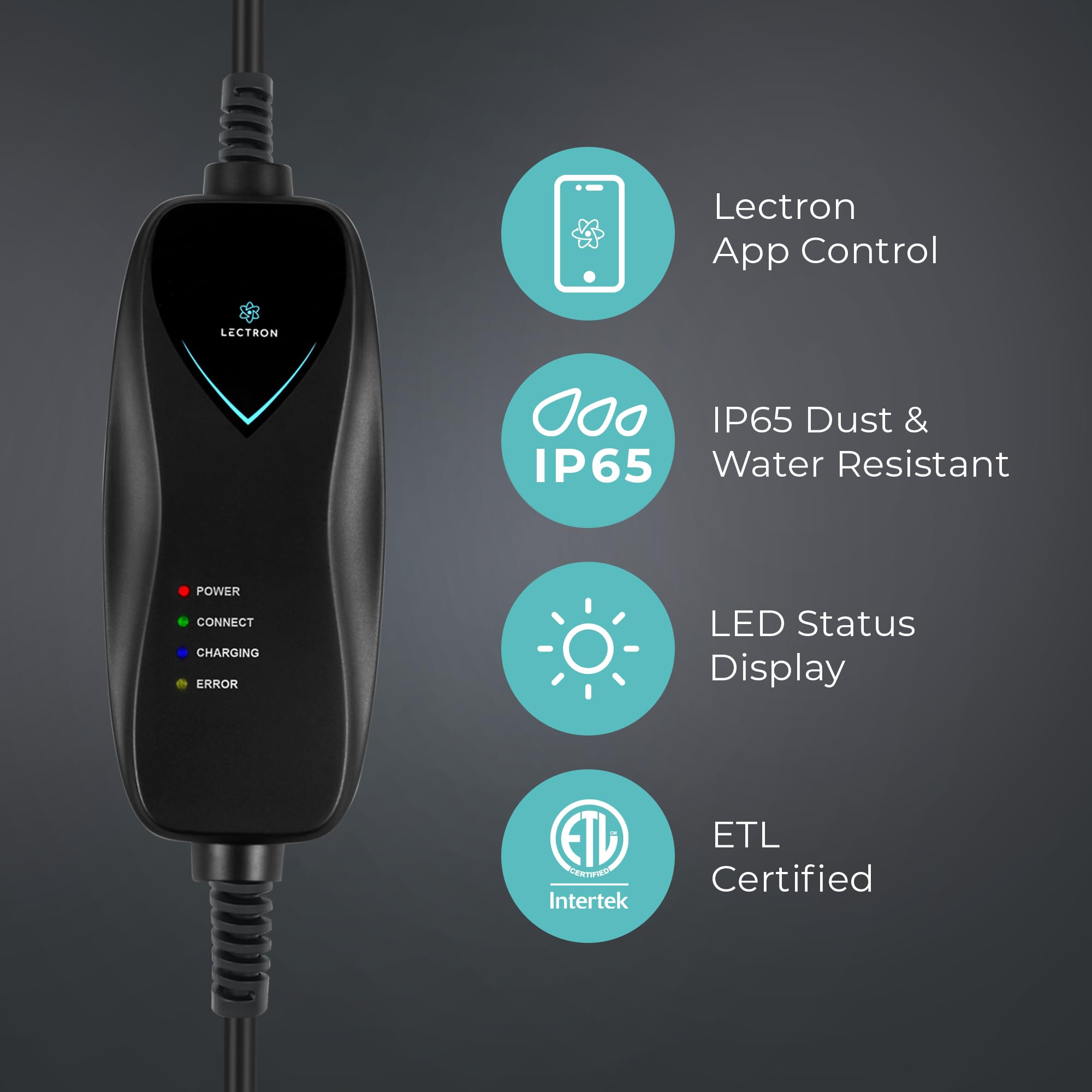 Lectron Level 1 Charger with app control for remote monitoring.