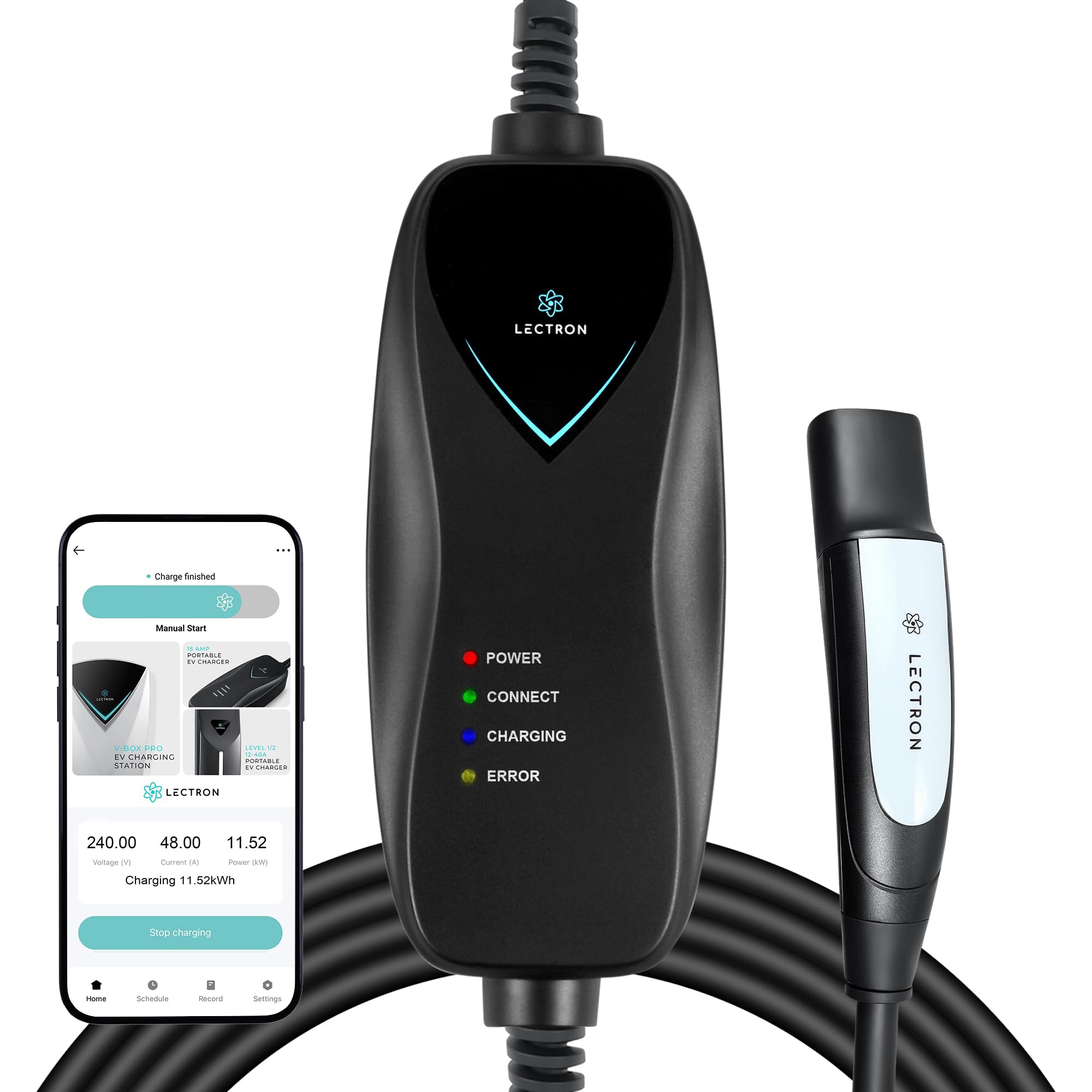 Lectron Level 1 Tesla Charger with WiFi front view for easy home charging