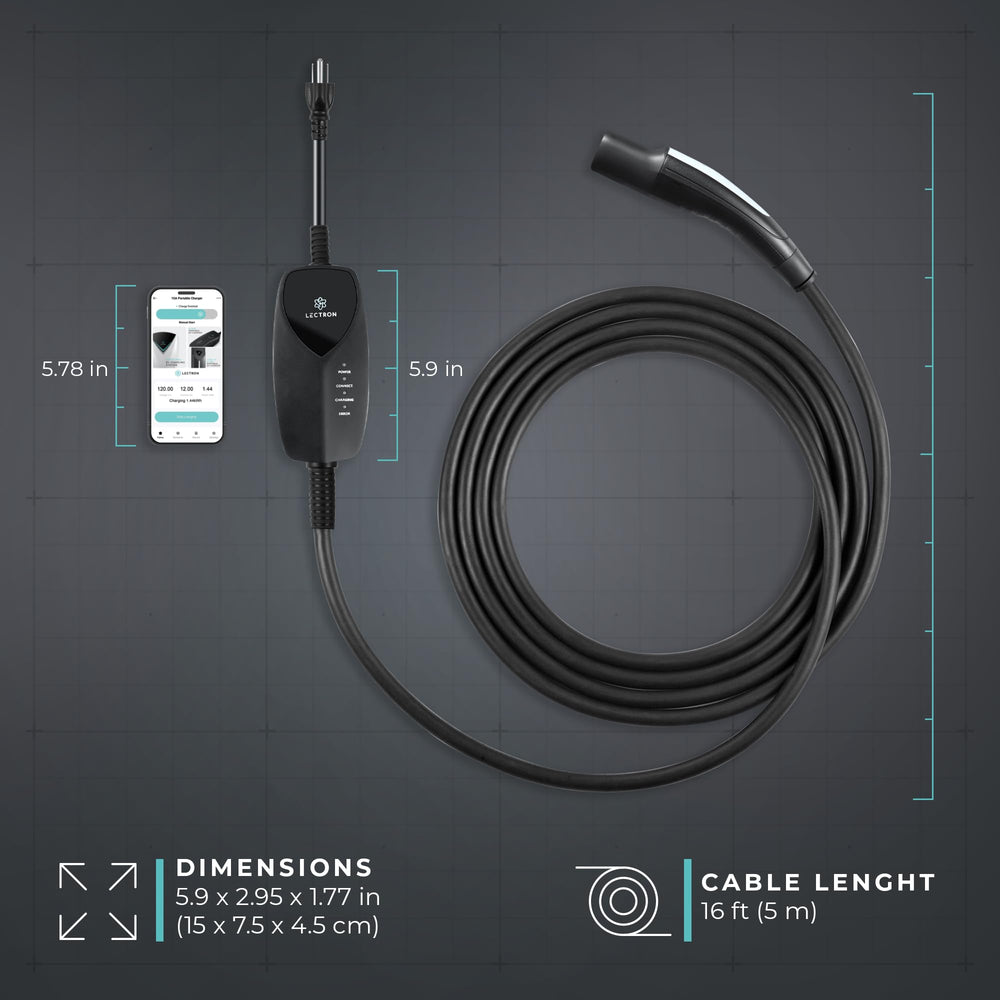 Travel-ready Lectron Level 1 charger fits in your kit for on-the-go charging.