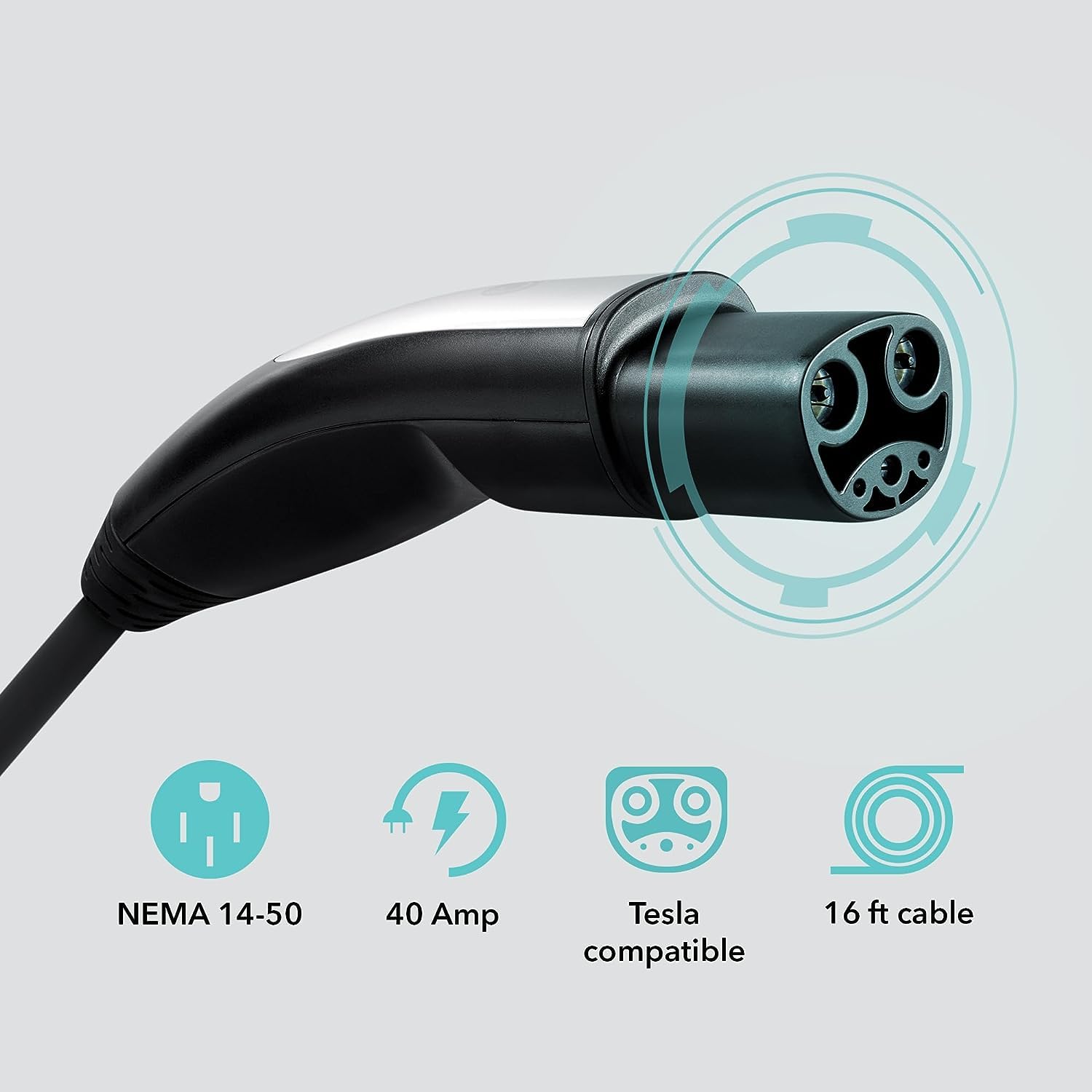 Close-up of 16-foot extension cord for flexible parking options.