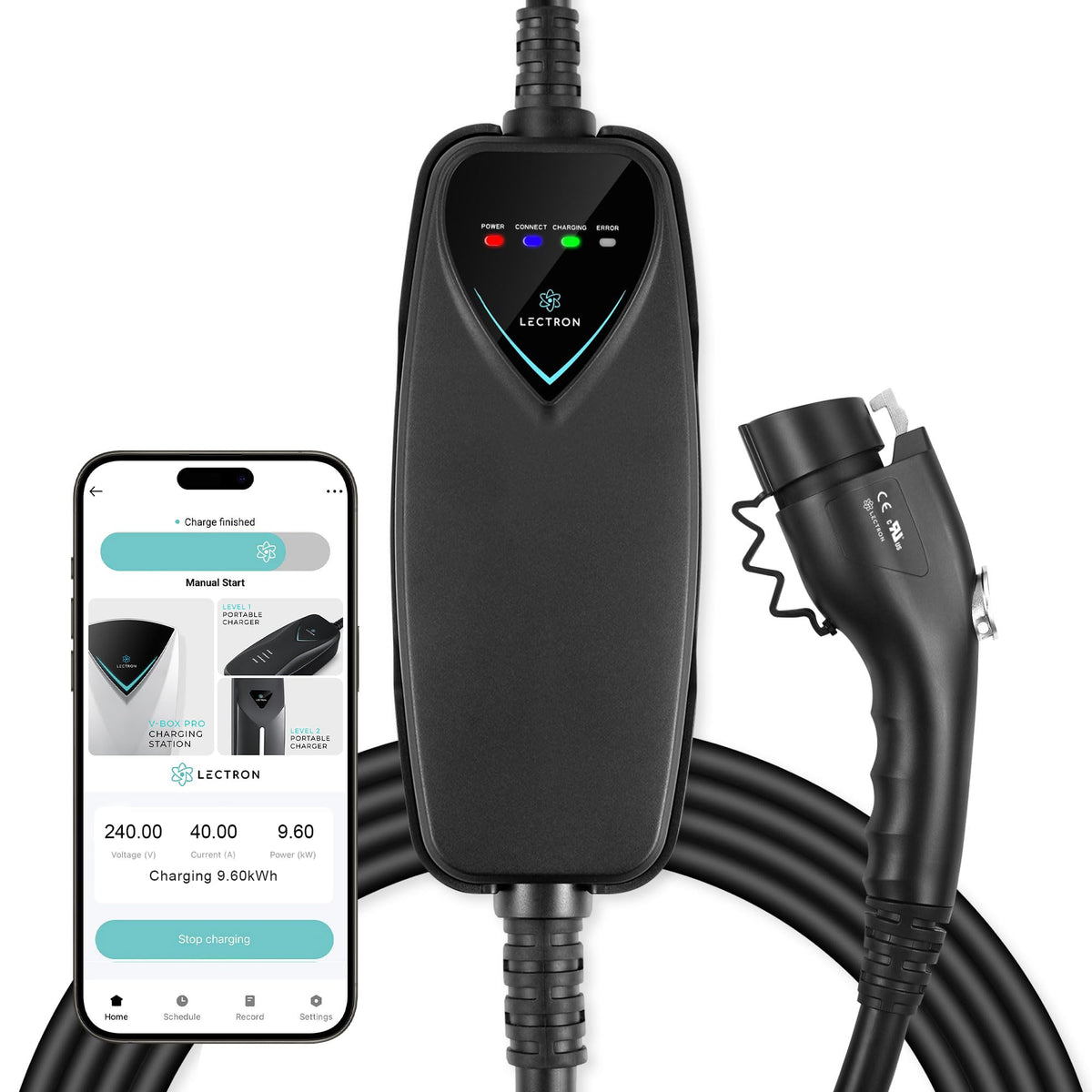 Lectron Level 2 J1772 charger with wifi control for real-time monitoring