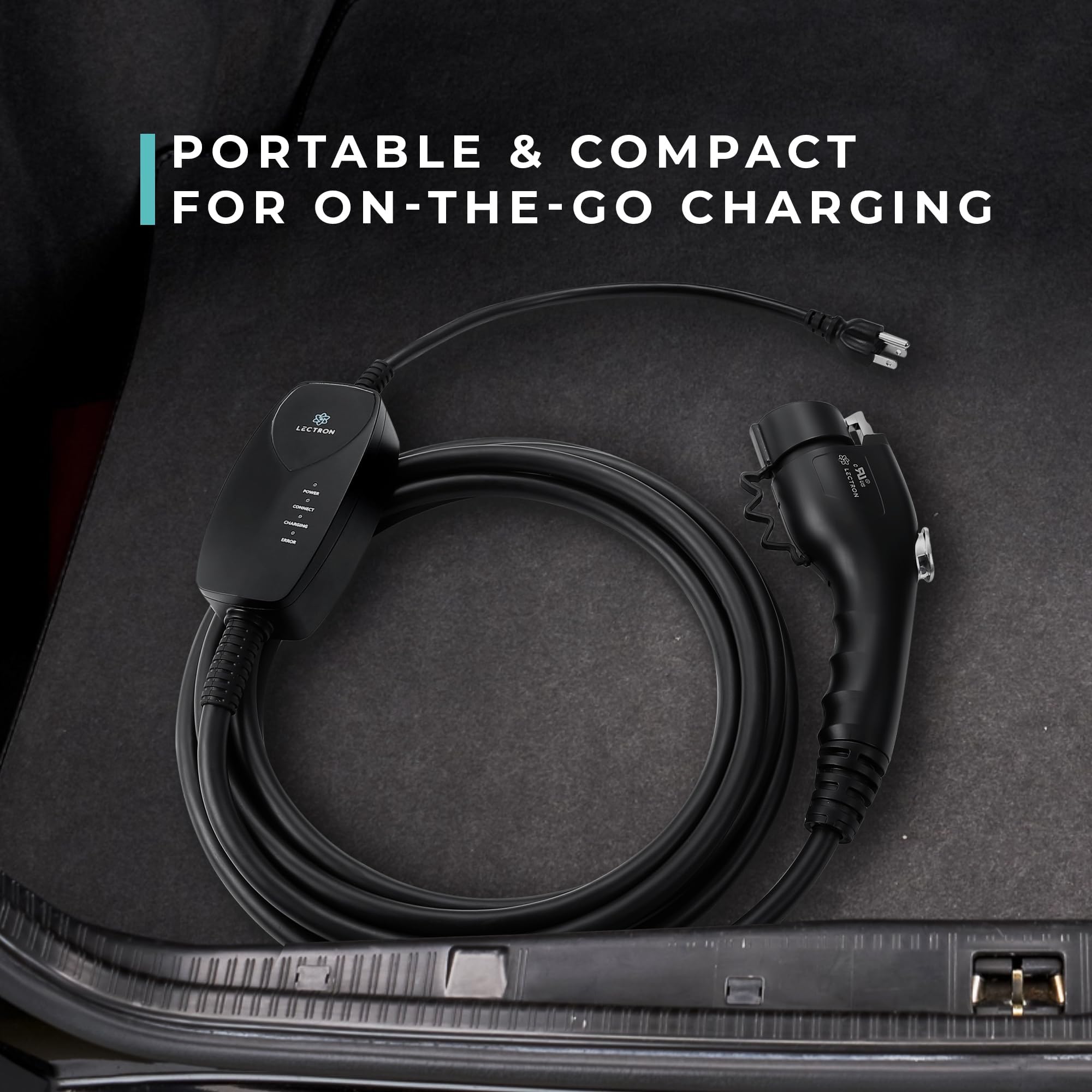 Lectron portable charger stored in its carrying case for travel.