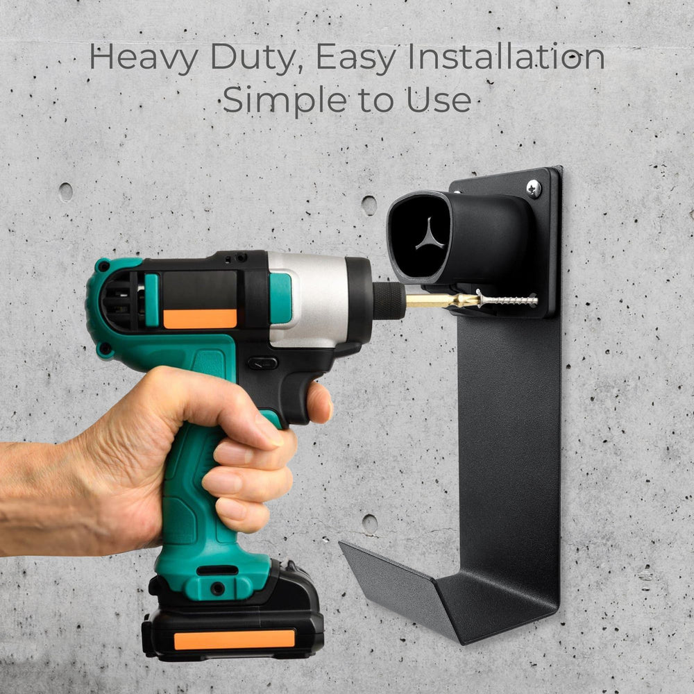 Lectron Tesla NACS dock and hook keeps a tidy charging space.