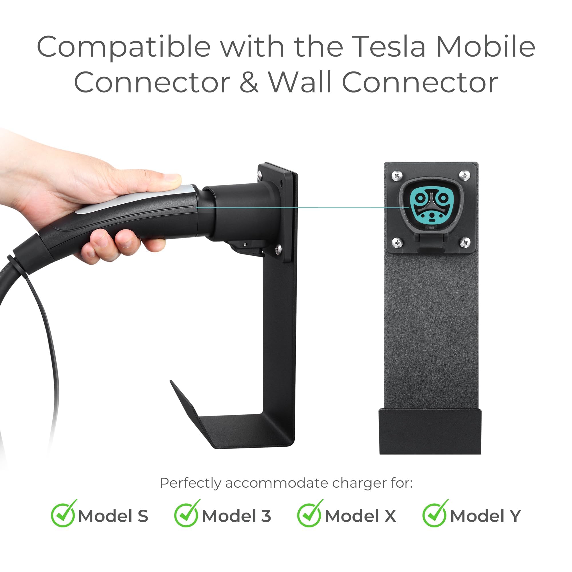 Lectron Tesla NACS J-Hook keeps the charging cable off the ground.
