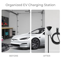 Lectron Tesla NACS weather-resistant cord holder for indoor or outdoor use.