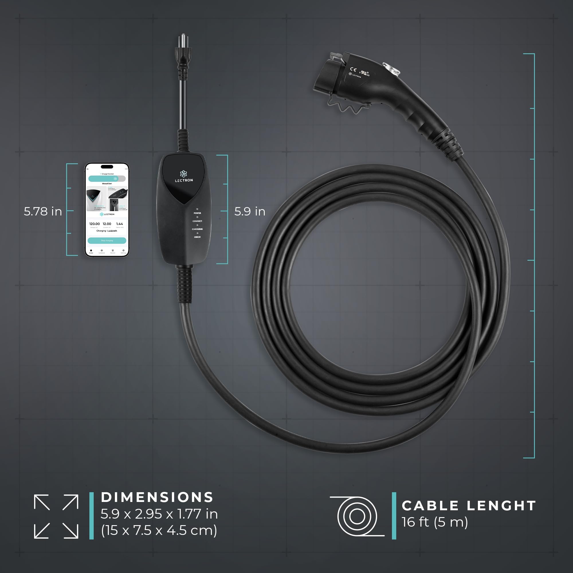 Lectron travel-ready charger designed for easy transport and use on the go.