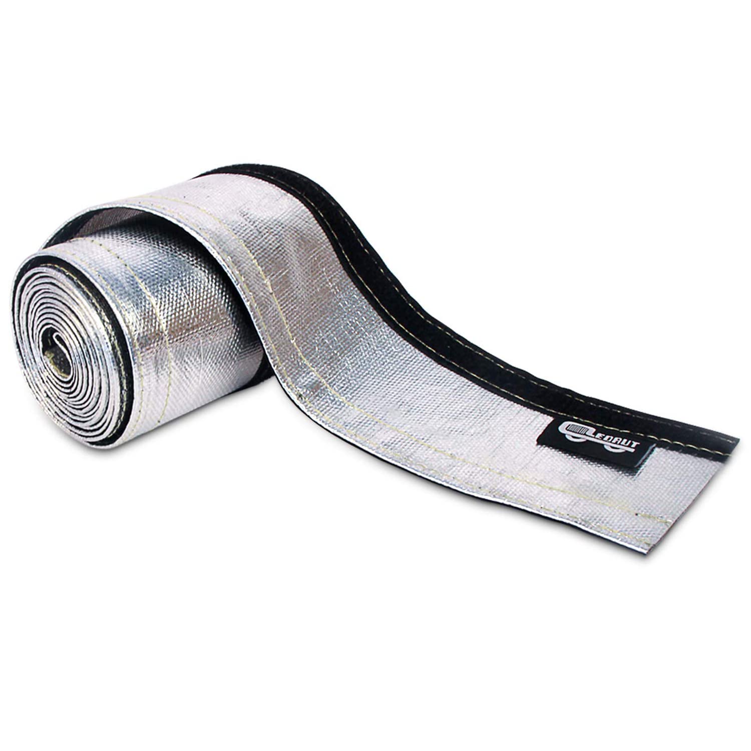 LEDAUT Heat Shroud Sleeve aluminized wrap protecting hoses and wires from heat and abrasion.