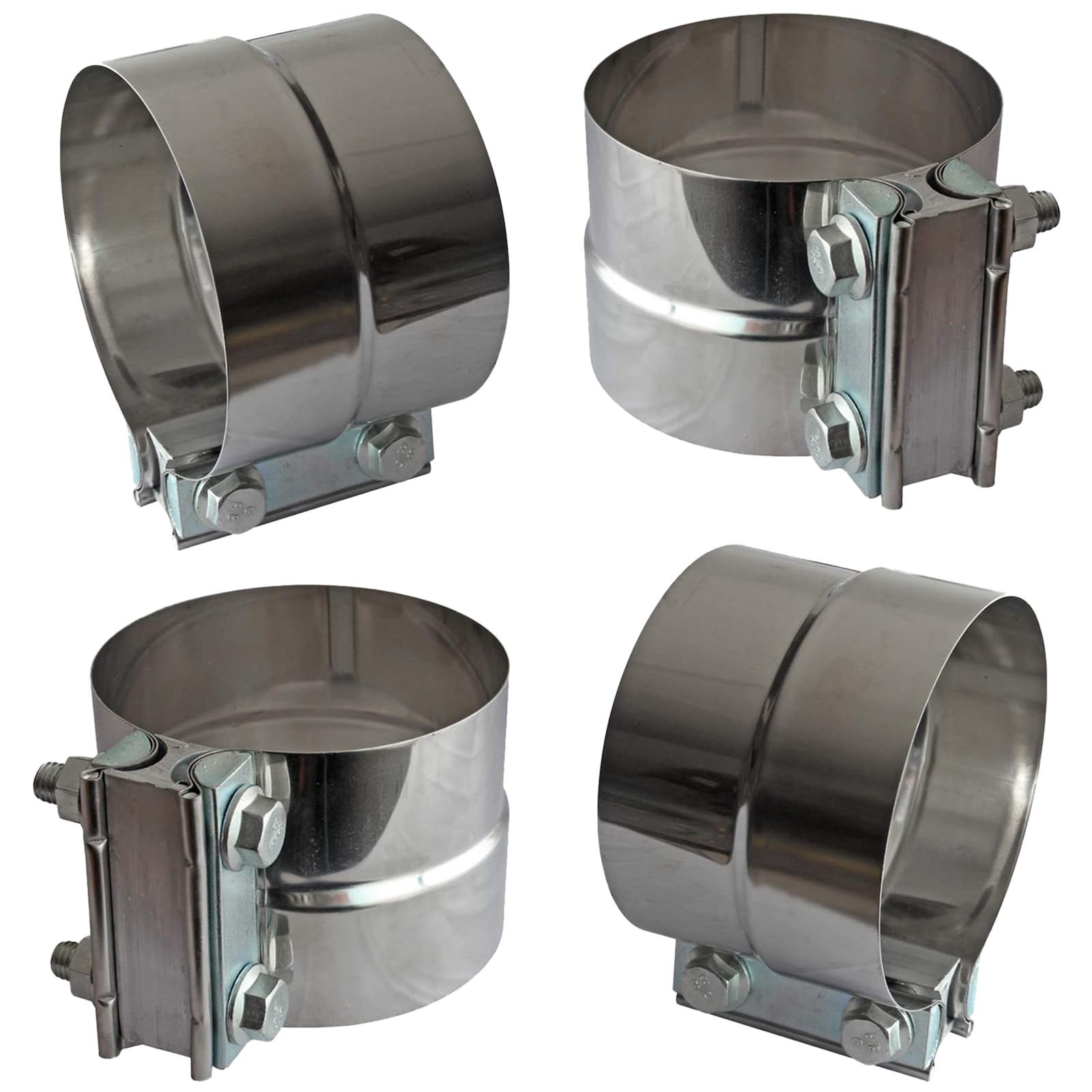 LEDAUT 4-inch exhaust band clamp assembly shows rust-resistant stainless steel.