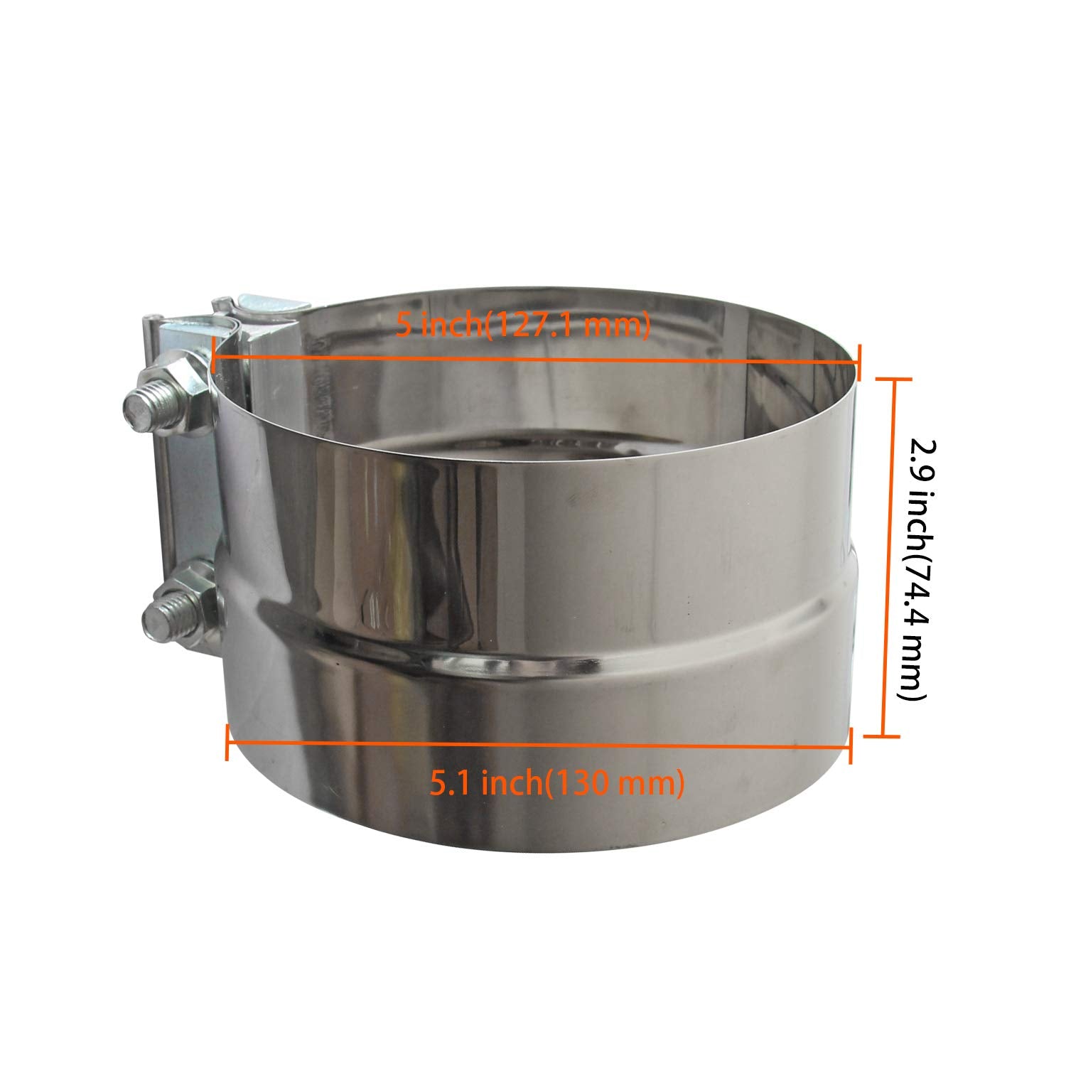 LEDAUT 5in to 5in pipe band clamp facilitating reliable exhaust joints