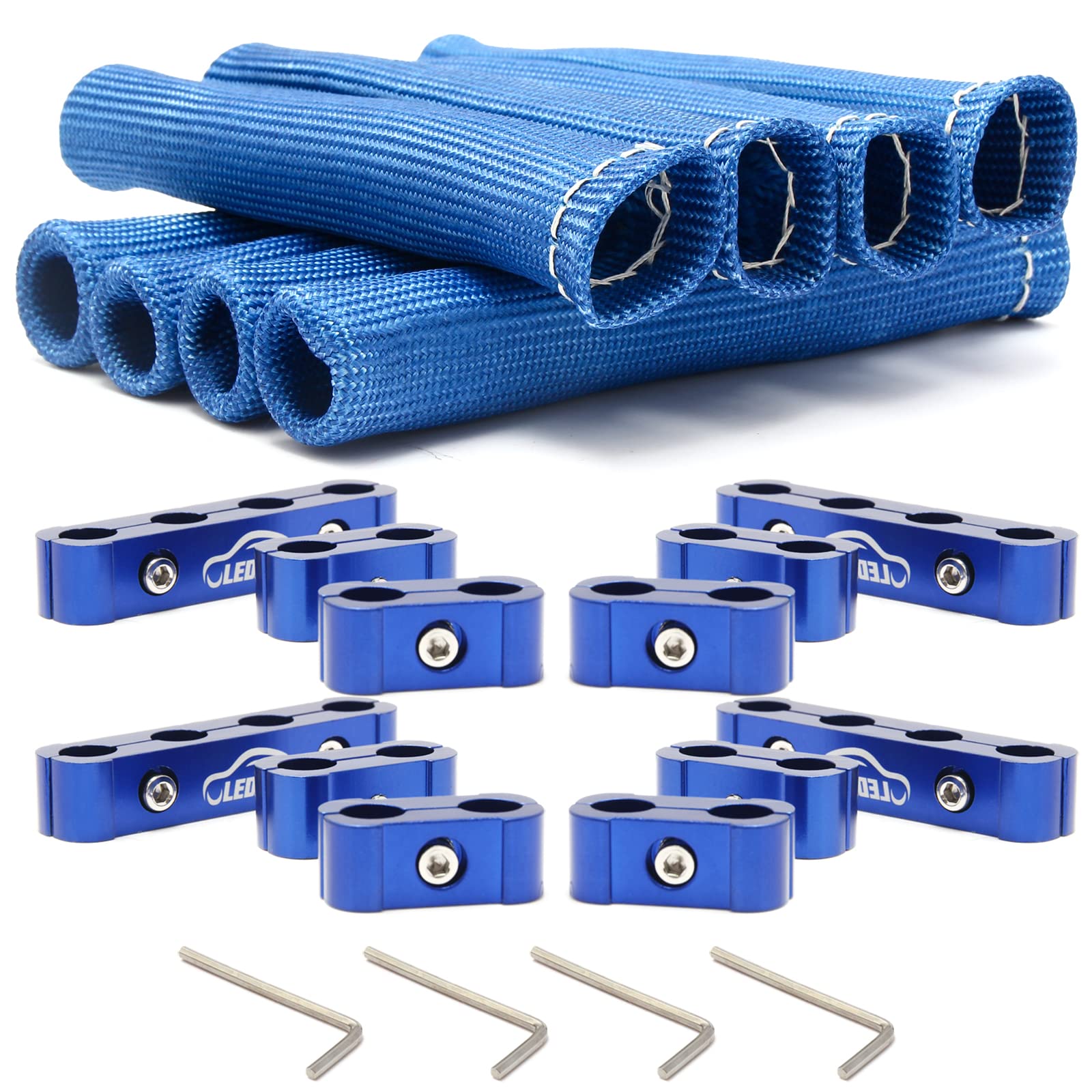 LEDAUT blue spark plug boot heat shield protects boots in high-heat areas